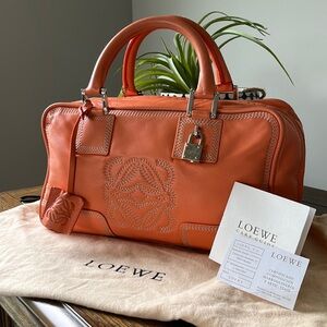 Loewe Amazona bright orange handbag with dust bag and COA